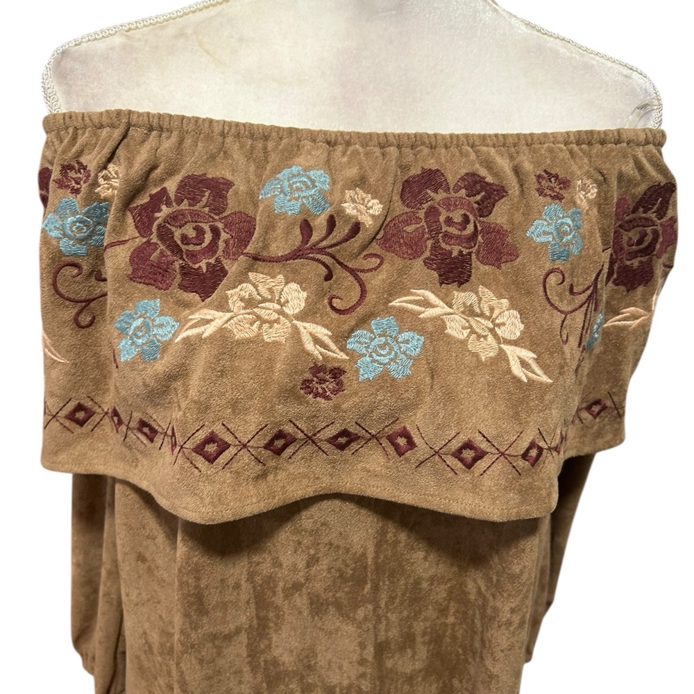 NWT Boutique Faux Suede Embroidered Mini Dress Or Long Tunic - Picture 3 of 6